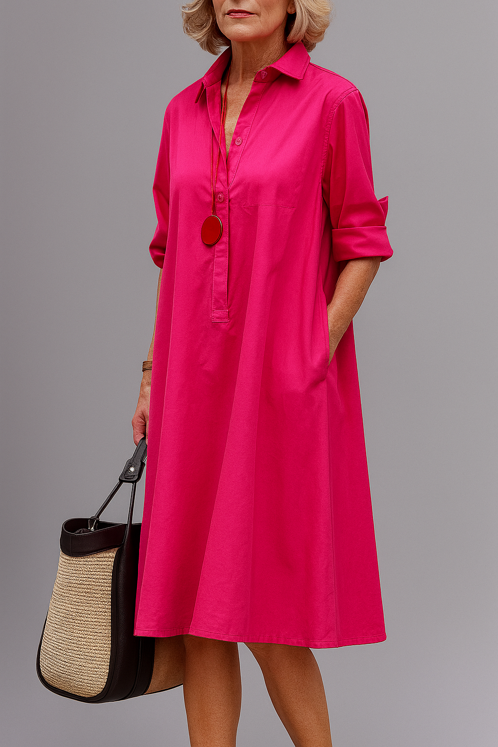 Cerelina™ Fuchsia Shirt Dress