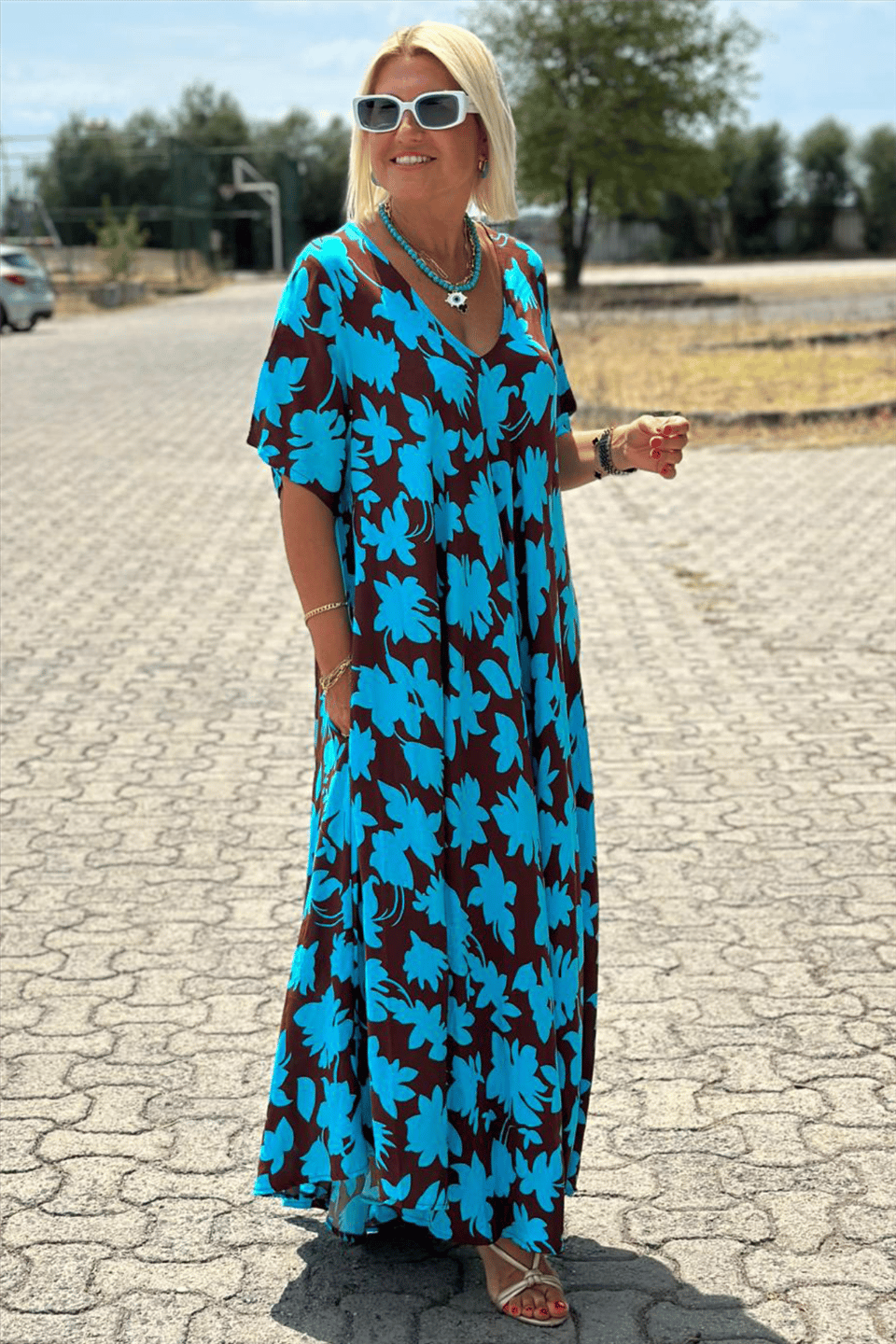 Kendra™ Tropical V-Neck Maxi Dress