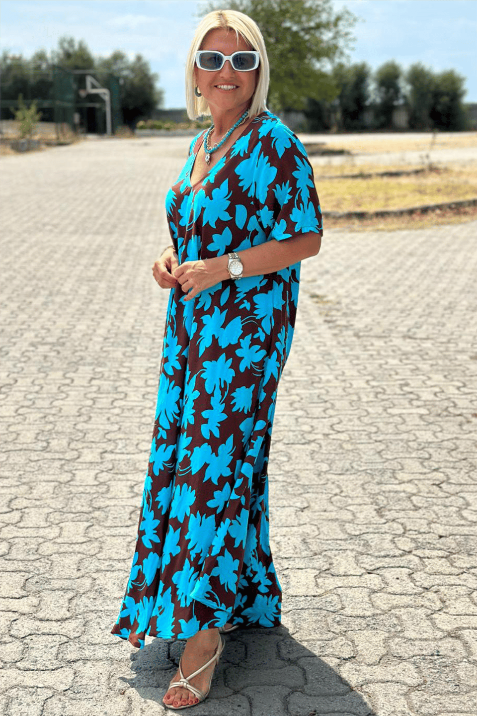 Kendra™ Tropical V-Neck Maxi Dress