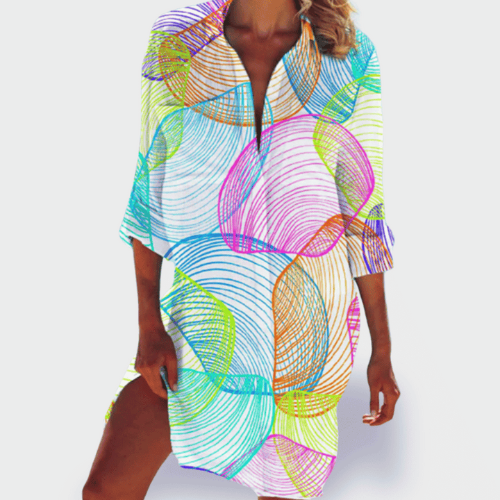 Zentara™ Coastal Print Shirt Dress