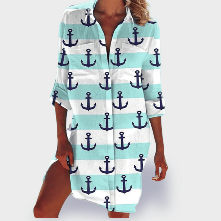 Zentara™ Coastal Print Shirt Dress