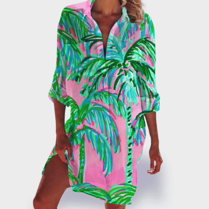 Zentara™ Coastal Print Shirt Dress