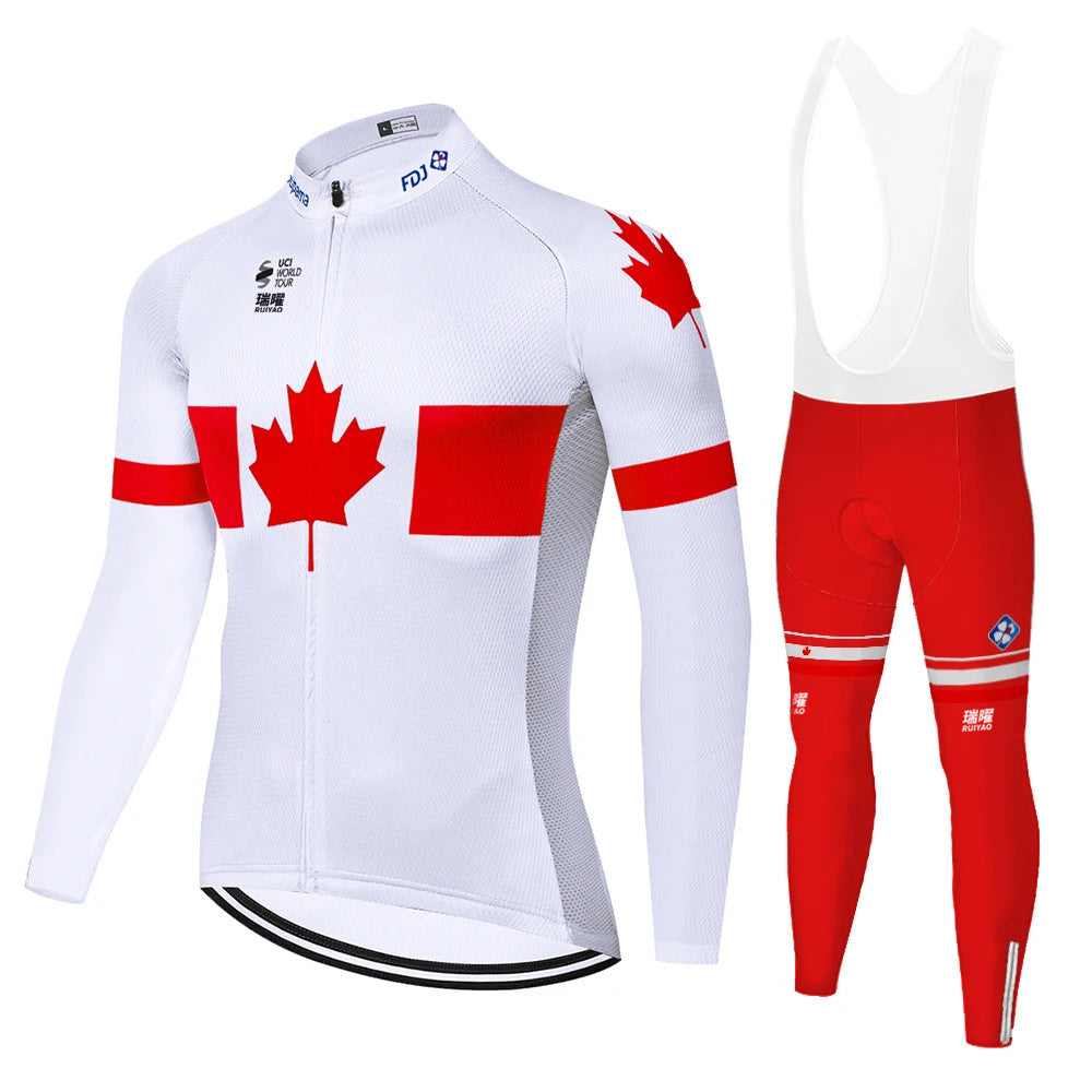 FDJ - Long-sleeved professional cycling set