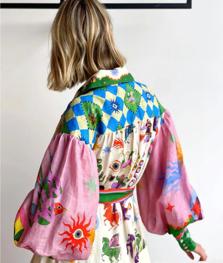 Floravida™ Artistic Maxi Shirt Dress