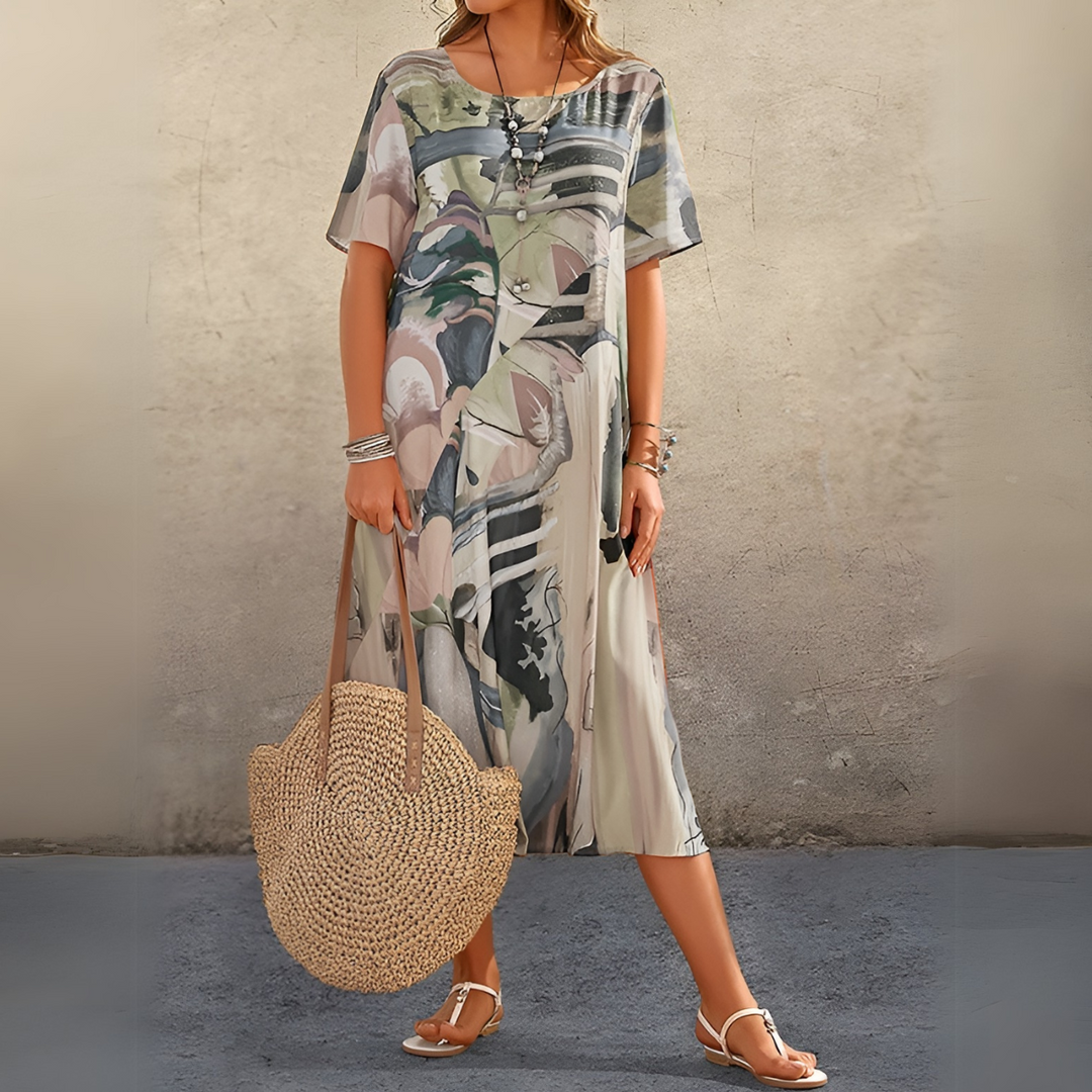 Arlena™ Abstract Print Midi Dress
