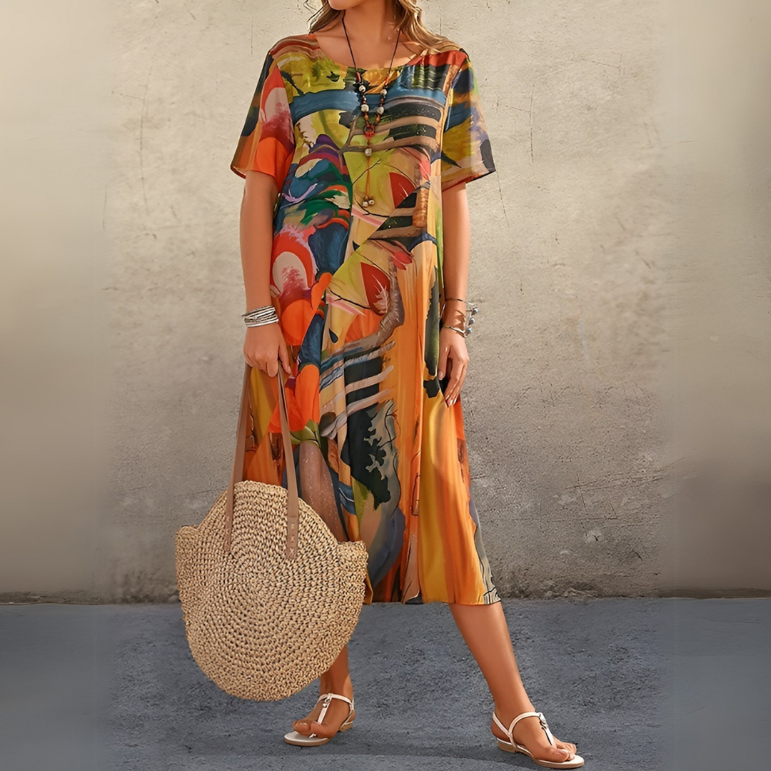 Arlena™ Abstract Print Midi Dress